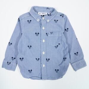 Gap x Disney Mickey Mouse Oxford Shirt Baby Toddler Size 2T Blue Button Down
